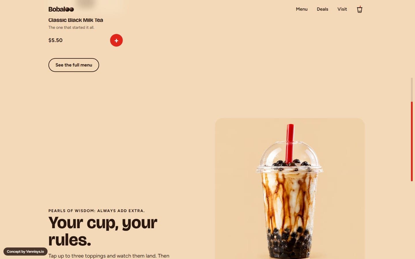 The Bobaloo menu by category